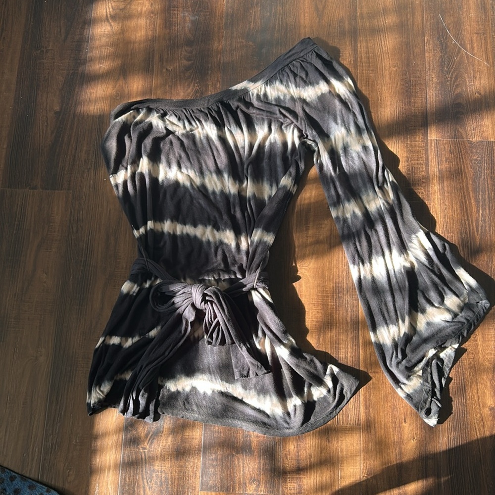 Black and Cream One-Shoulder dress